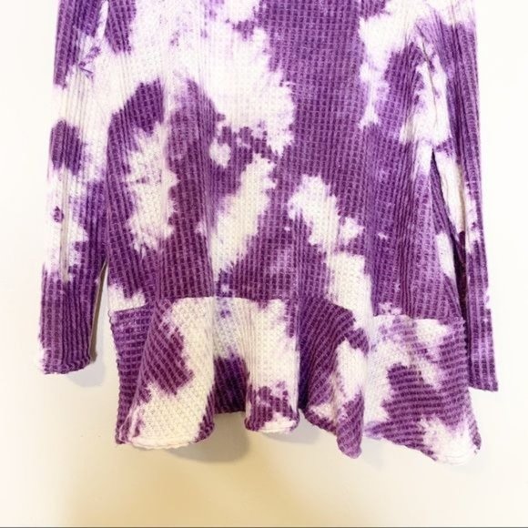 NEW Love...Ady Purple Tie Dye Long Sleeve Peplum Tunic Thermal Top 1X - Picture 5 of 10